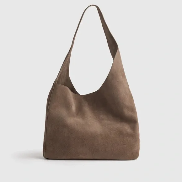 NWT Italian Suede Slouchy Shoulder Bag in Pebble color - Picture 1 of 10